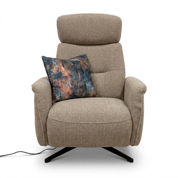Moree Electric Recliner Mushroom Fabric